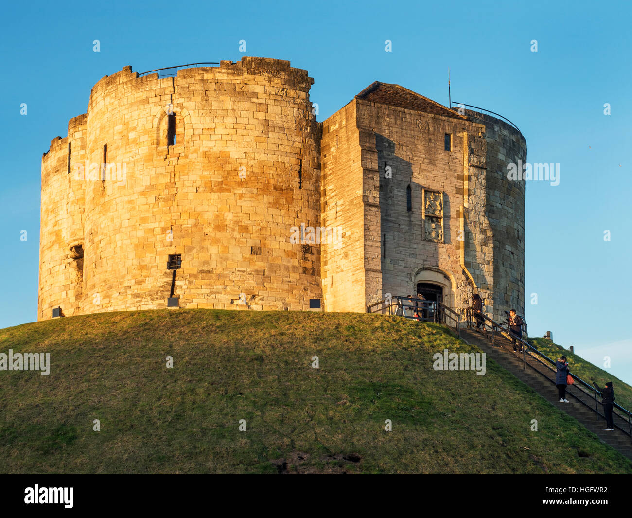 Cliffords Tower at Sunset City of York Yorkshire England Stock Photo