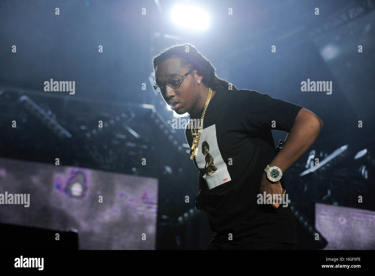 Takeoff of Migos perform at the BET Experience concert at Staples ...
