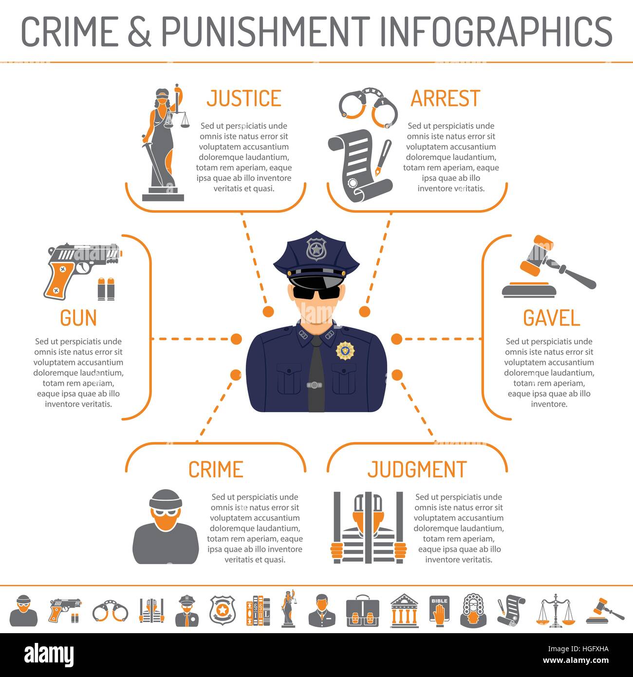 Crime and Punishment infographics Stock Vector