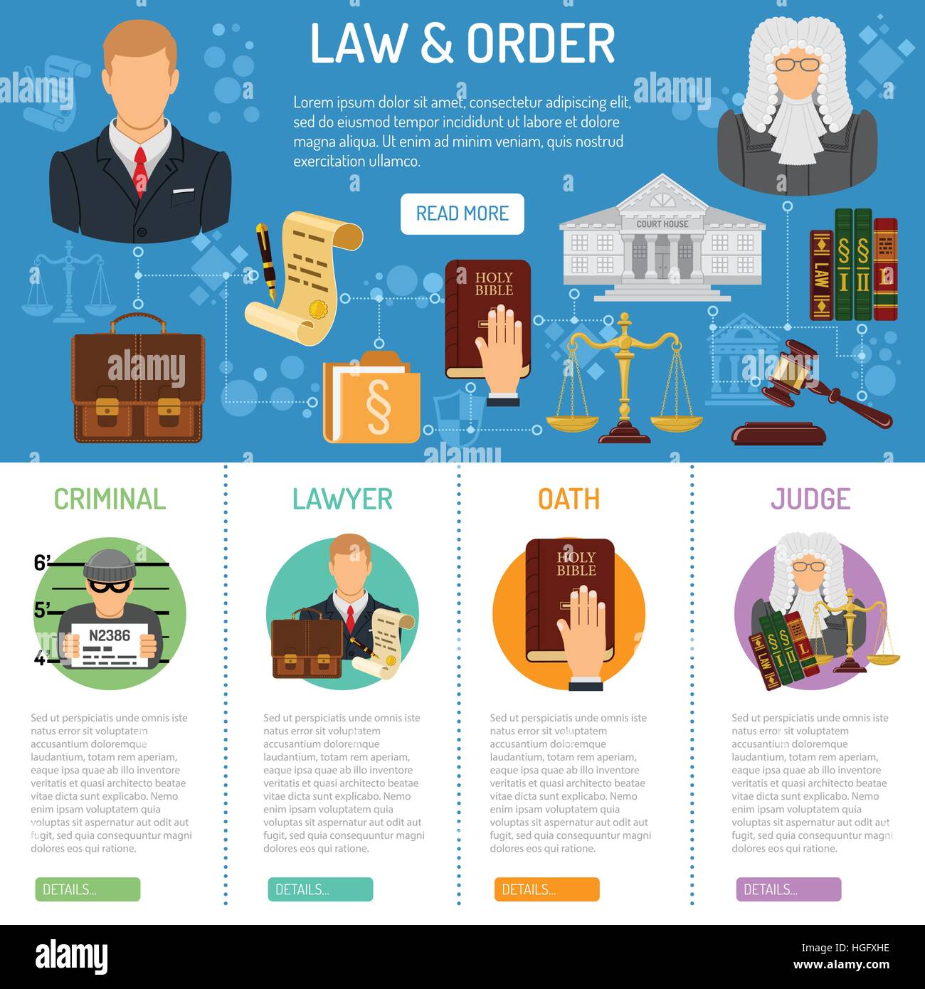 Law and Order infographics Stock Vector