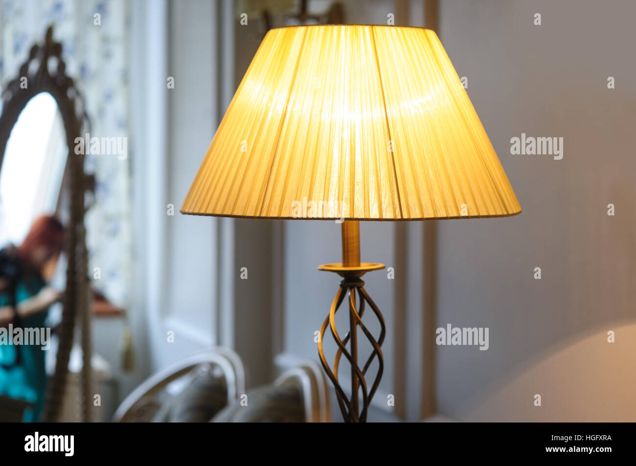 beautiful Lampshade in bedroom Stock Photo Alamy