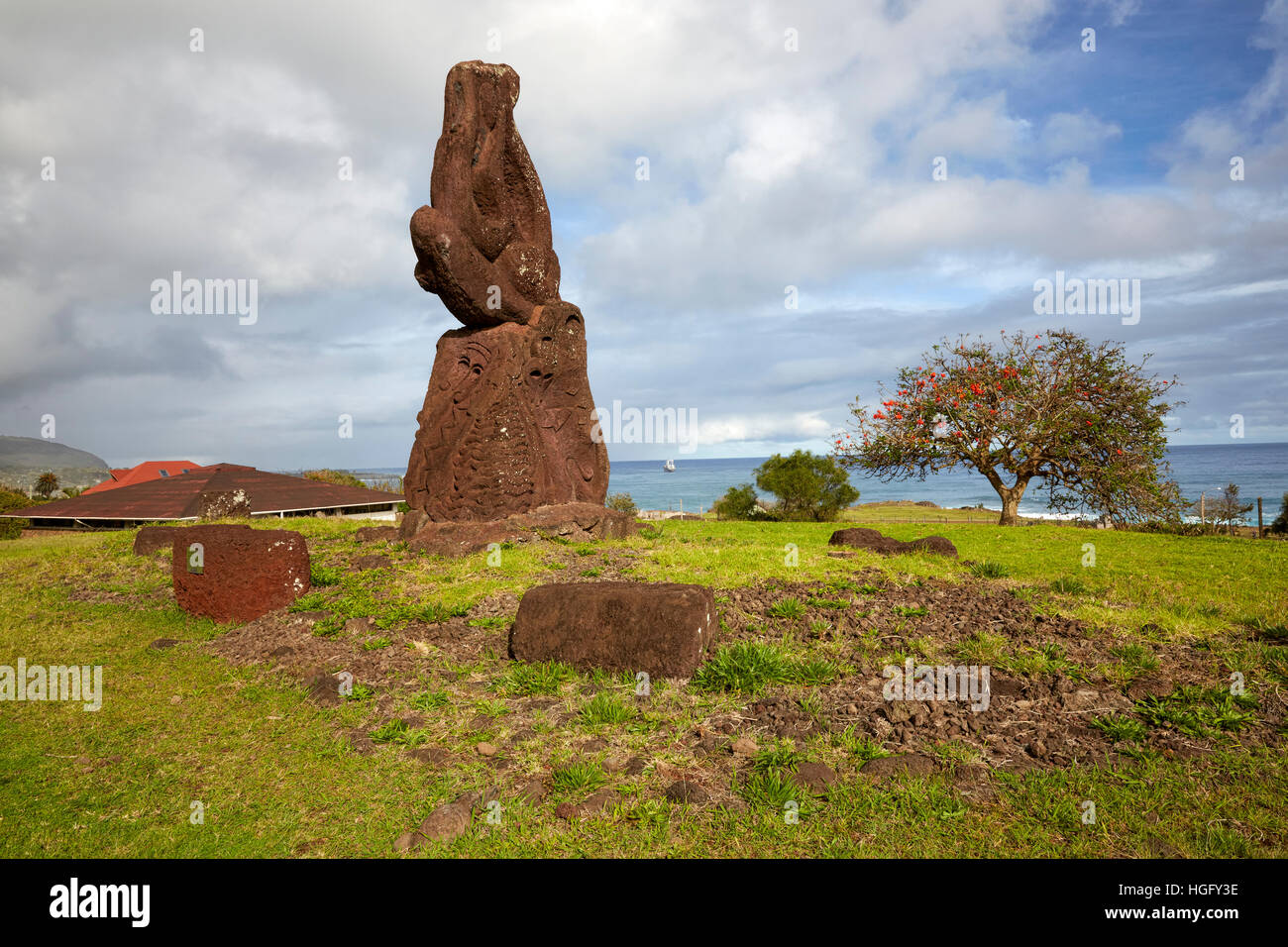 Statue at Museo Antropologico Padre Sebastian Engler, Easter Island, Rapa Nui, Chile Stock Photo