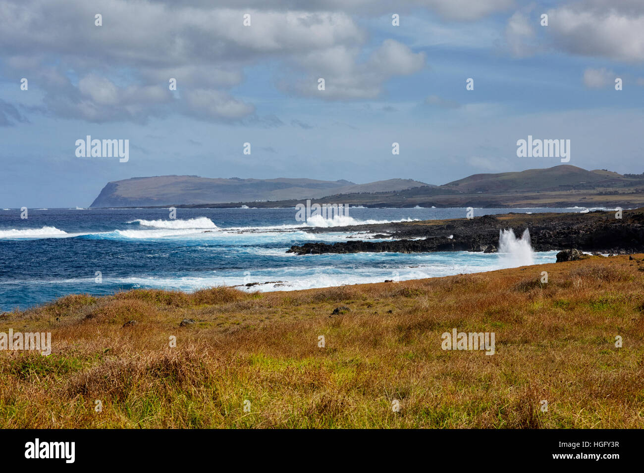 Southern shore, Easter Island, Chile Stock Photo