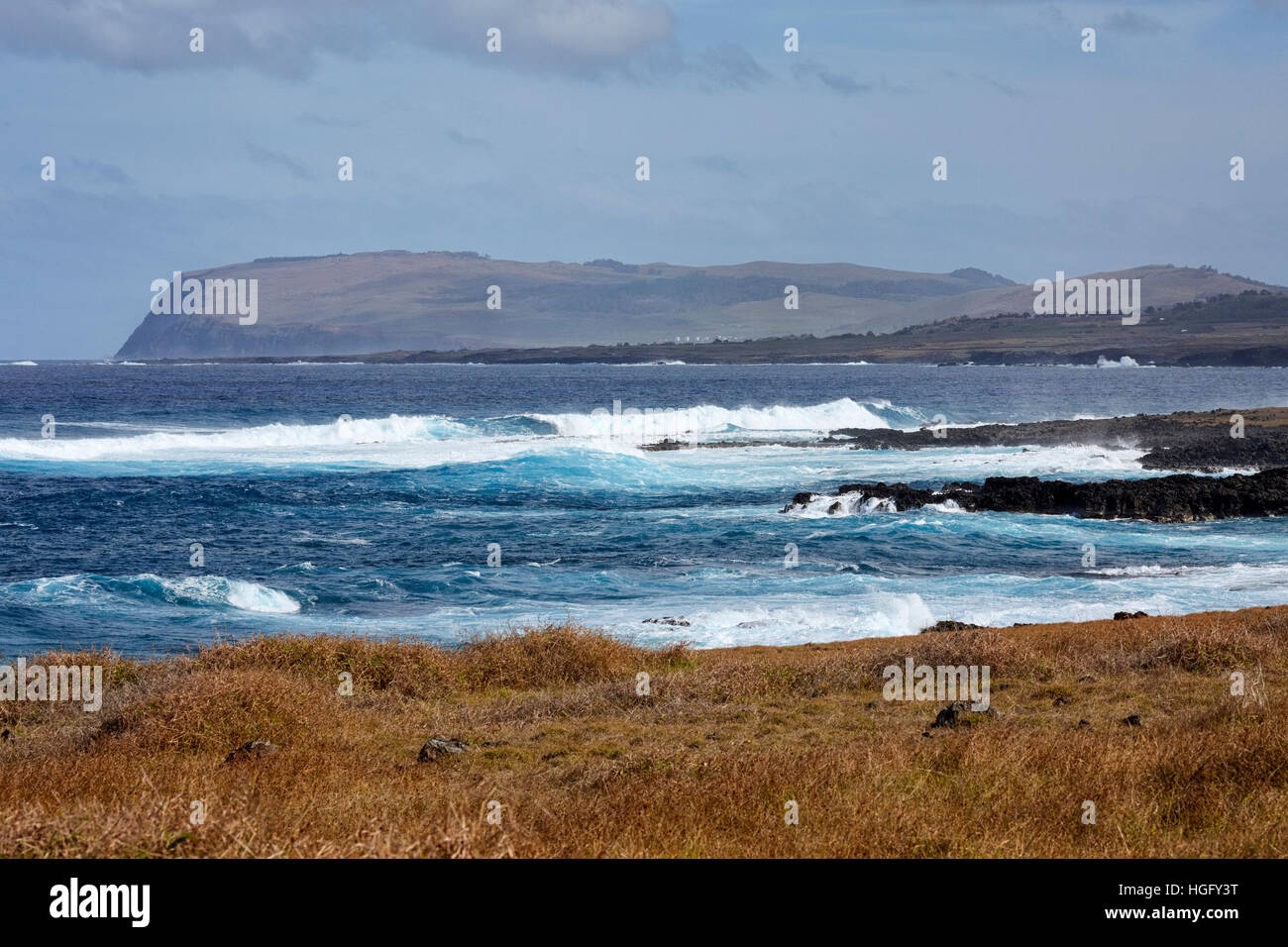 Southern shore, Easter Island, Chile Stock Photo
