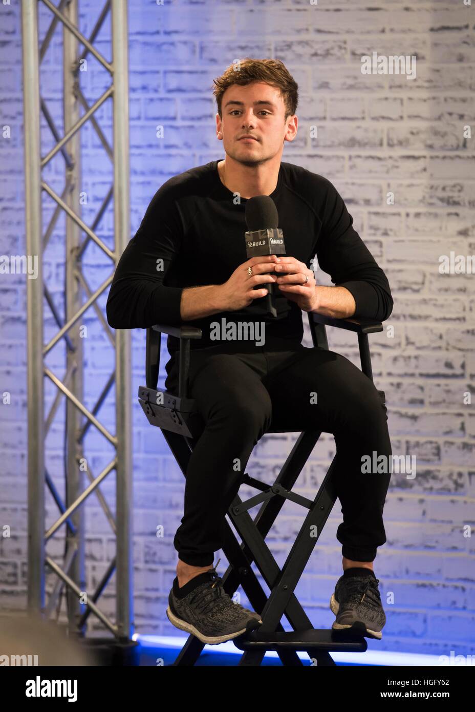 Tom Daley speaking at an AOL BUILD series event at AOL's Capper Street in London. Stock Photo