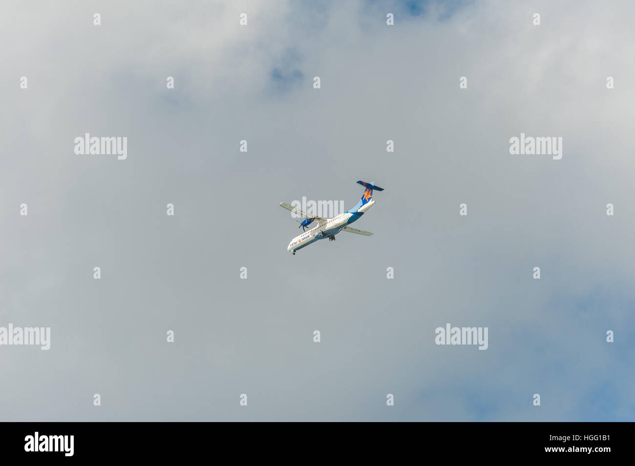 Israel, Tel Aviv-Yafo, Israir airplane take off Stock Photo