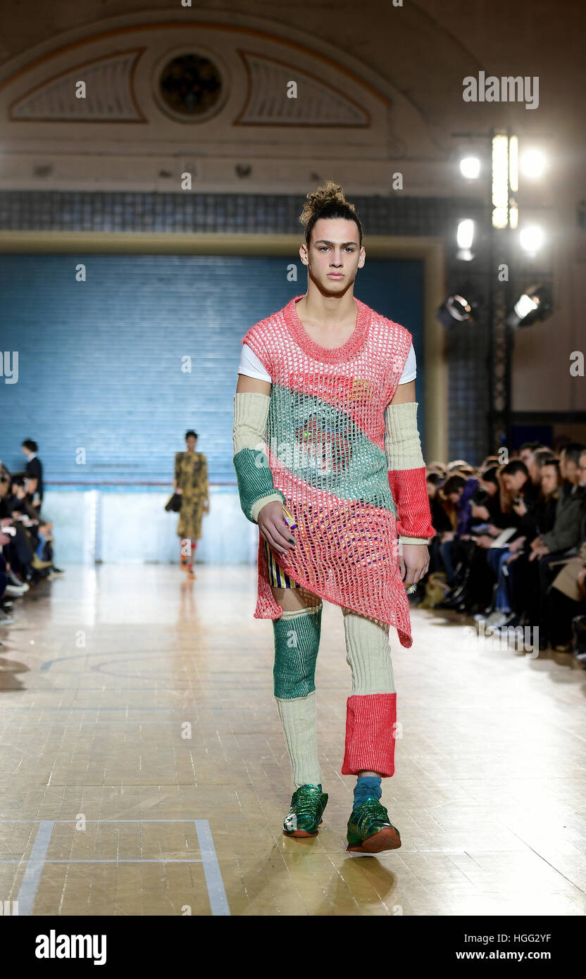 Models On The Catwalk During The Vivienne Westwood London Fashion Week Men S Aw17 Show Held At The Seymour Leisure Centre London Stock Photo Alamy