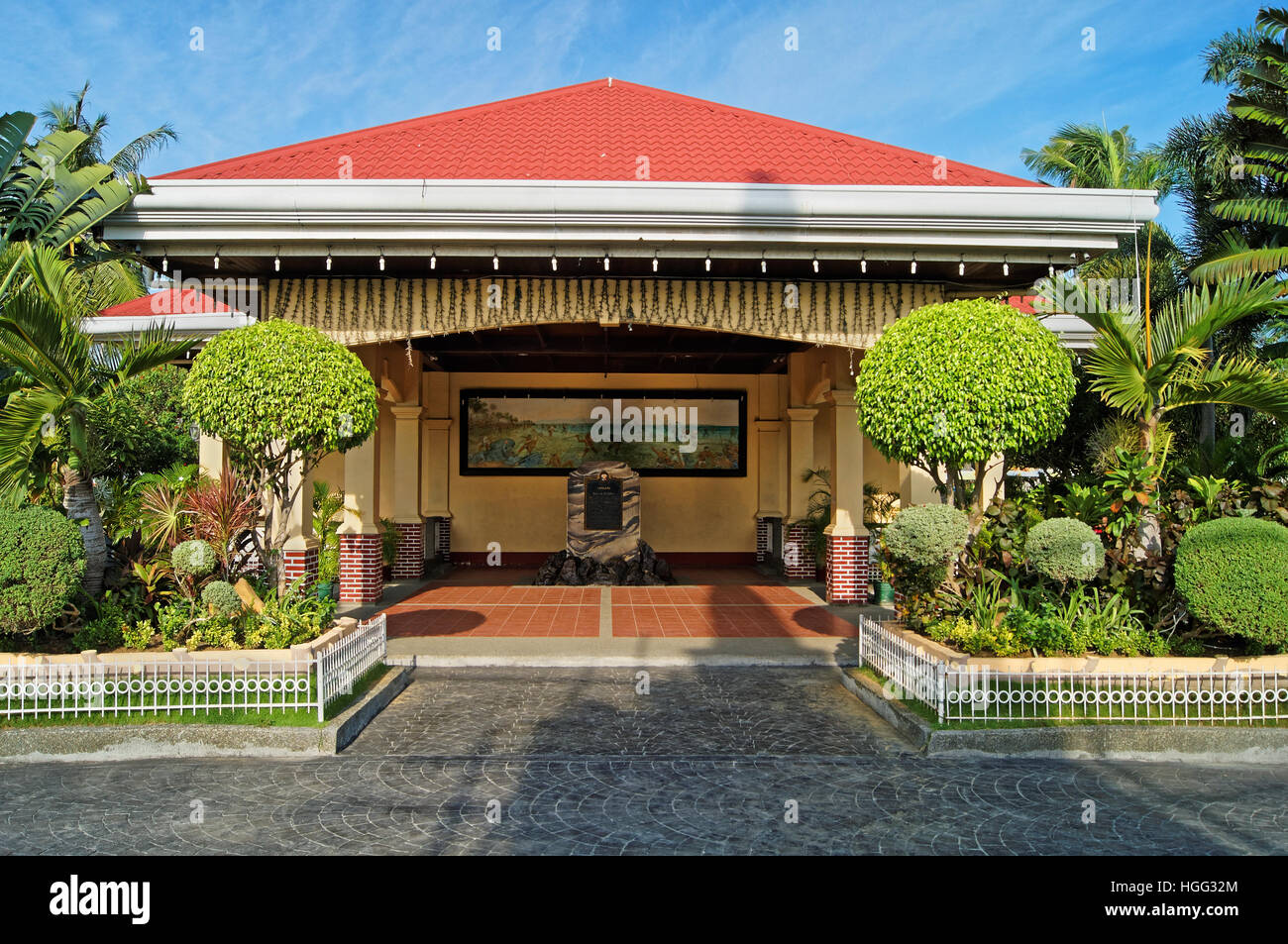 South East Asia,Philippines,Metro Cebu,Mactan Island,Lapu-Lapu City,Lapu-Lapu Shrine,Memorial Gardens and Lapu Lapu Plaque Stock Photo