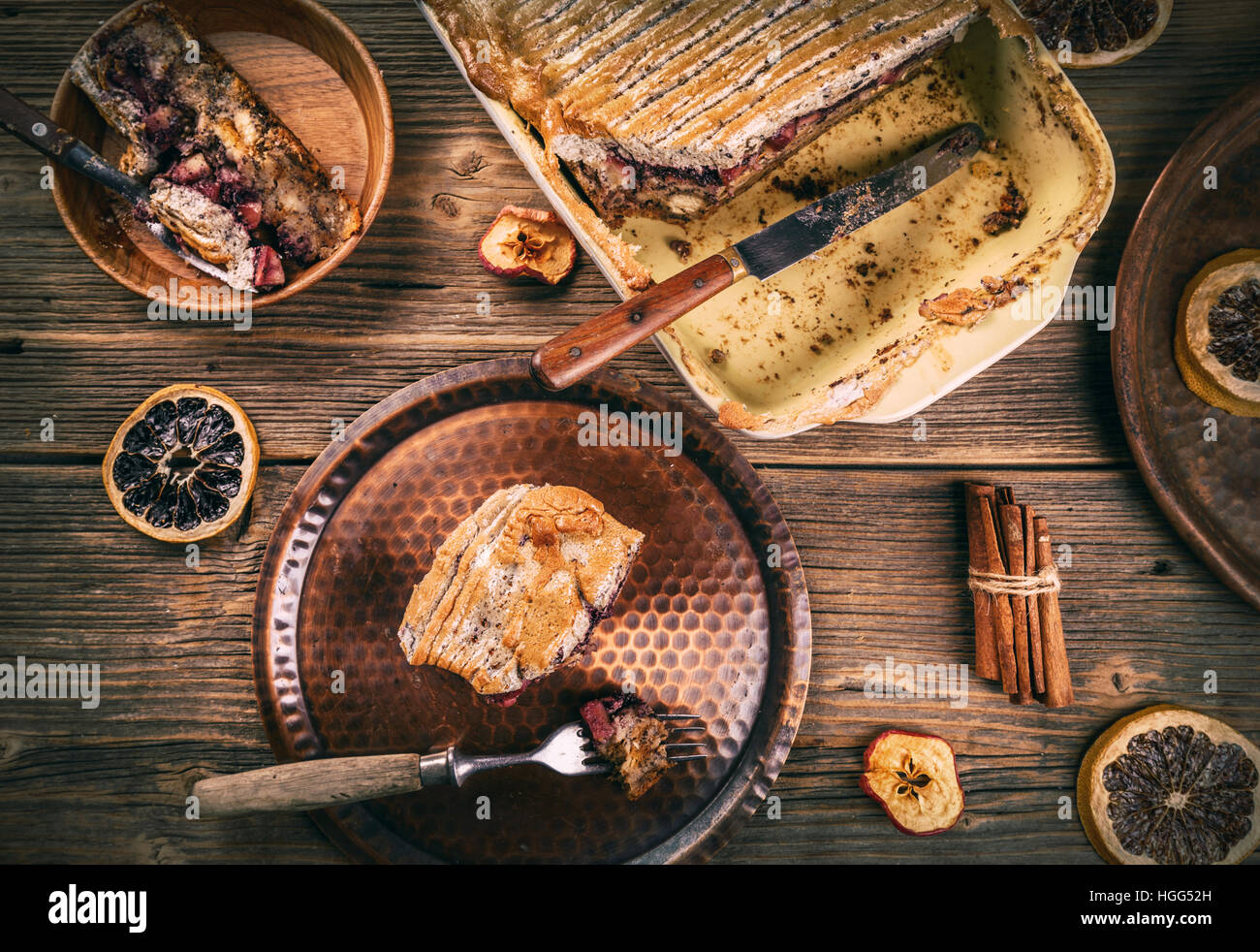 Top view of freshly baked bread pudding Stock Photo Alamy