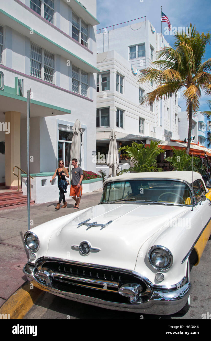 Oldsmobile parked in South Beach, Miami Beach, Florida Stock Photo