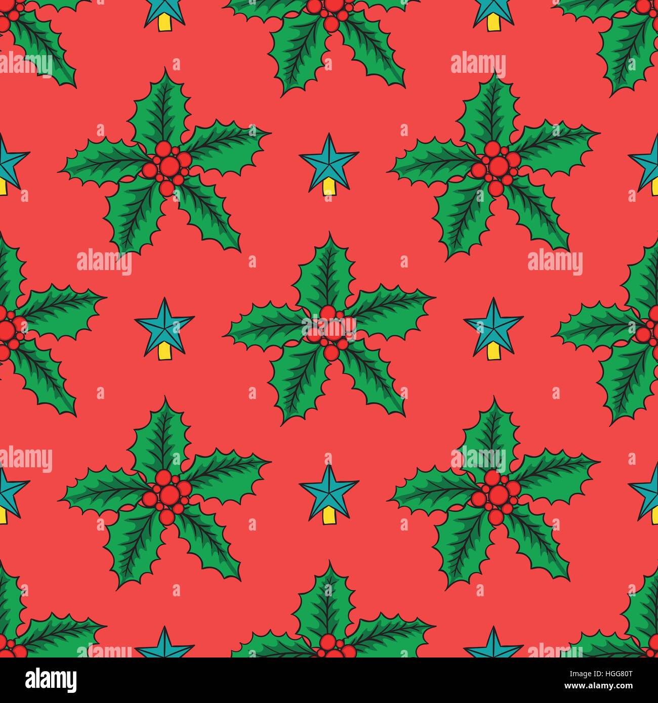 Seamless background with Christmas holly. Vector illustration Stock ...