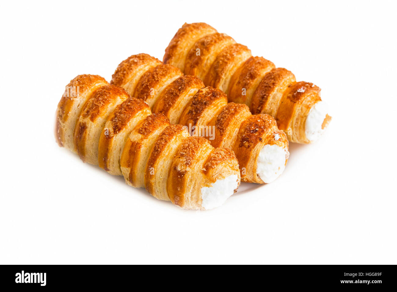 Cream rolls pastry. Horns filled with cream isolated Stock Photo Alamy