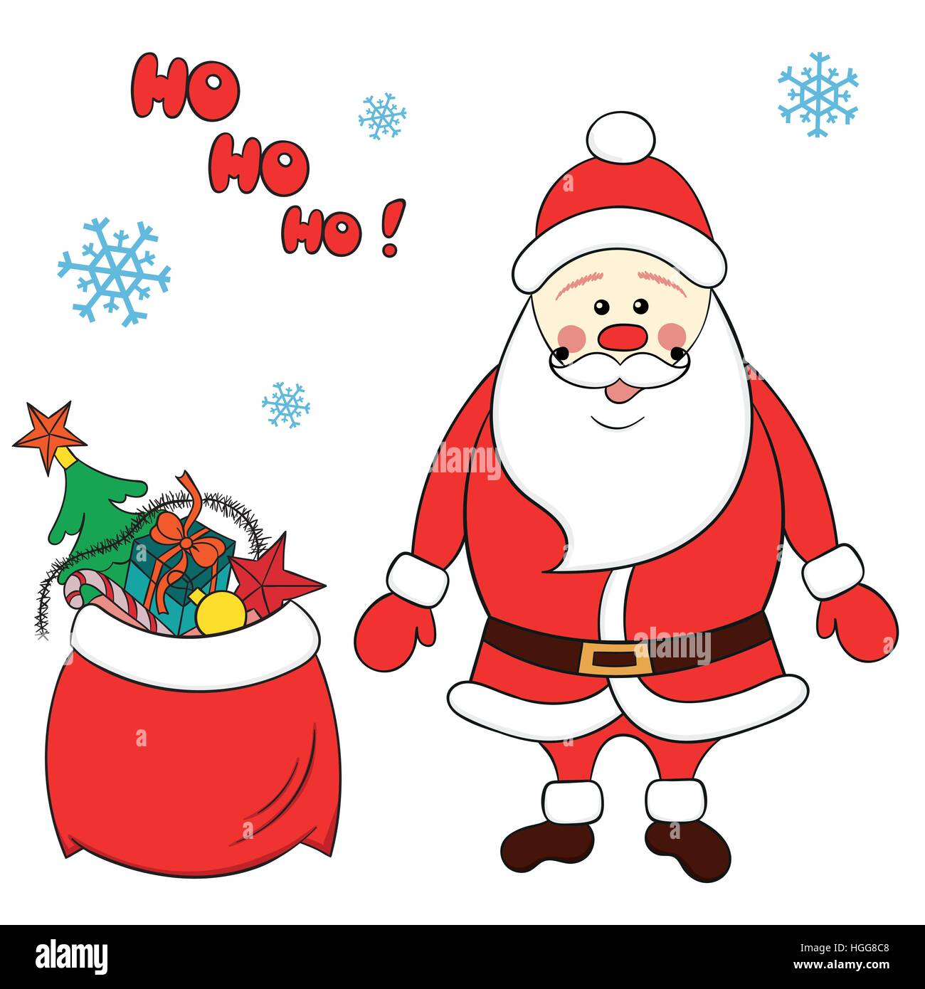 Vector Illustration of Santa Claus carrying sack full of gifts Stock ...