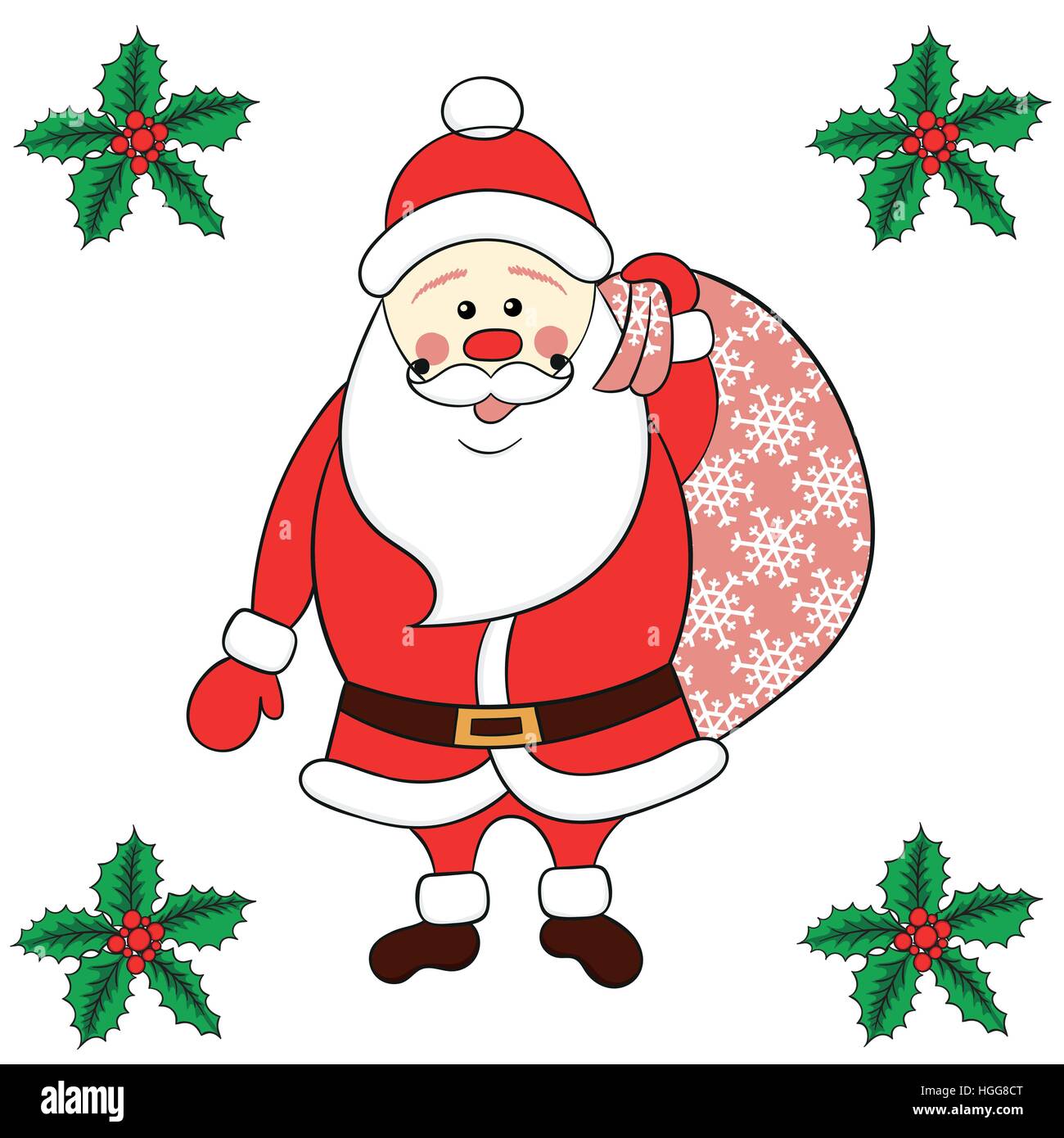 Vector Illustration of Santa Claus carrying sack full of gifts Stock ...