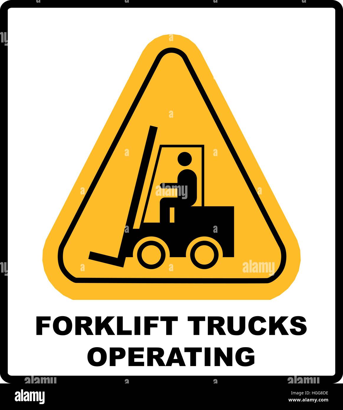 Forklift truck sign. Symbol of threat alert. Hazard warning icon. Black
