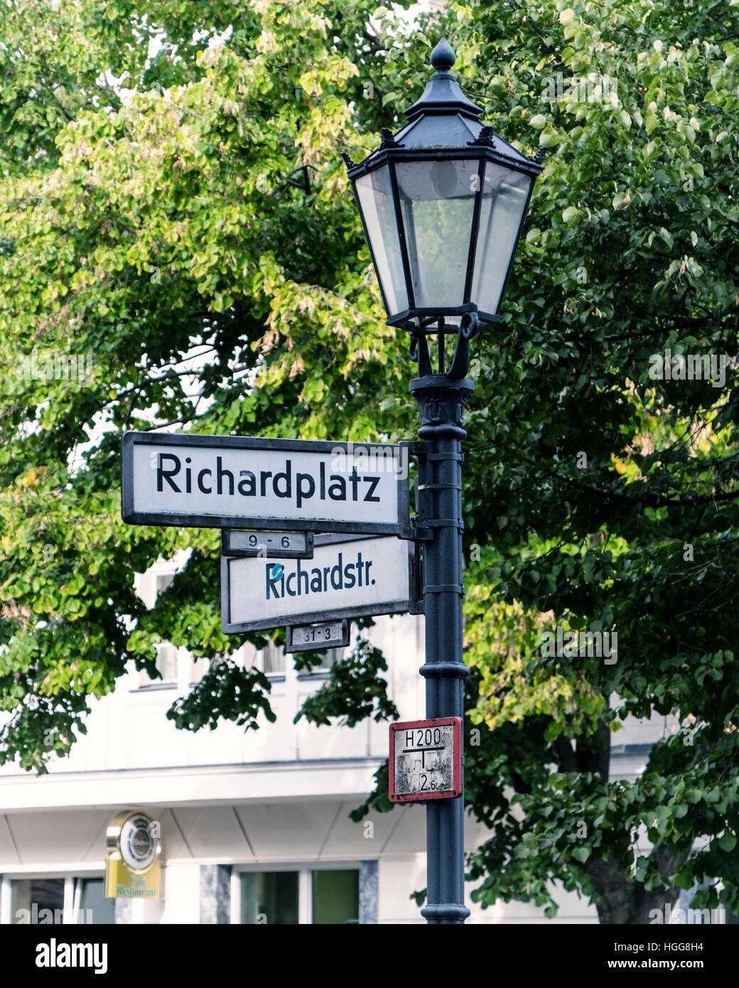 Berlin Neuk lln Richardplatz Old Street Lamp And Street Signs In berlin-neuk-lln-richardplatz-old-street-lamp-and-street-signs-in