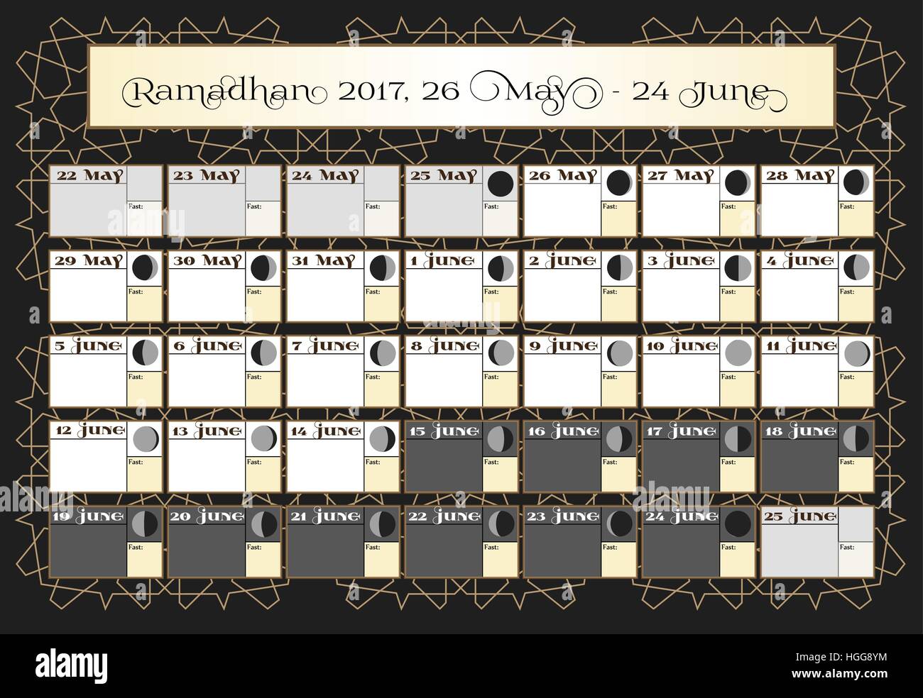 ramadan-calendar-2017-26th-june-check-date-choice-includes-stock-vector-art-illustration