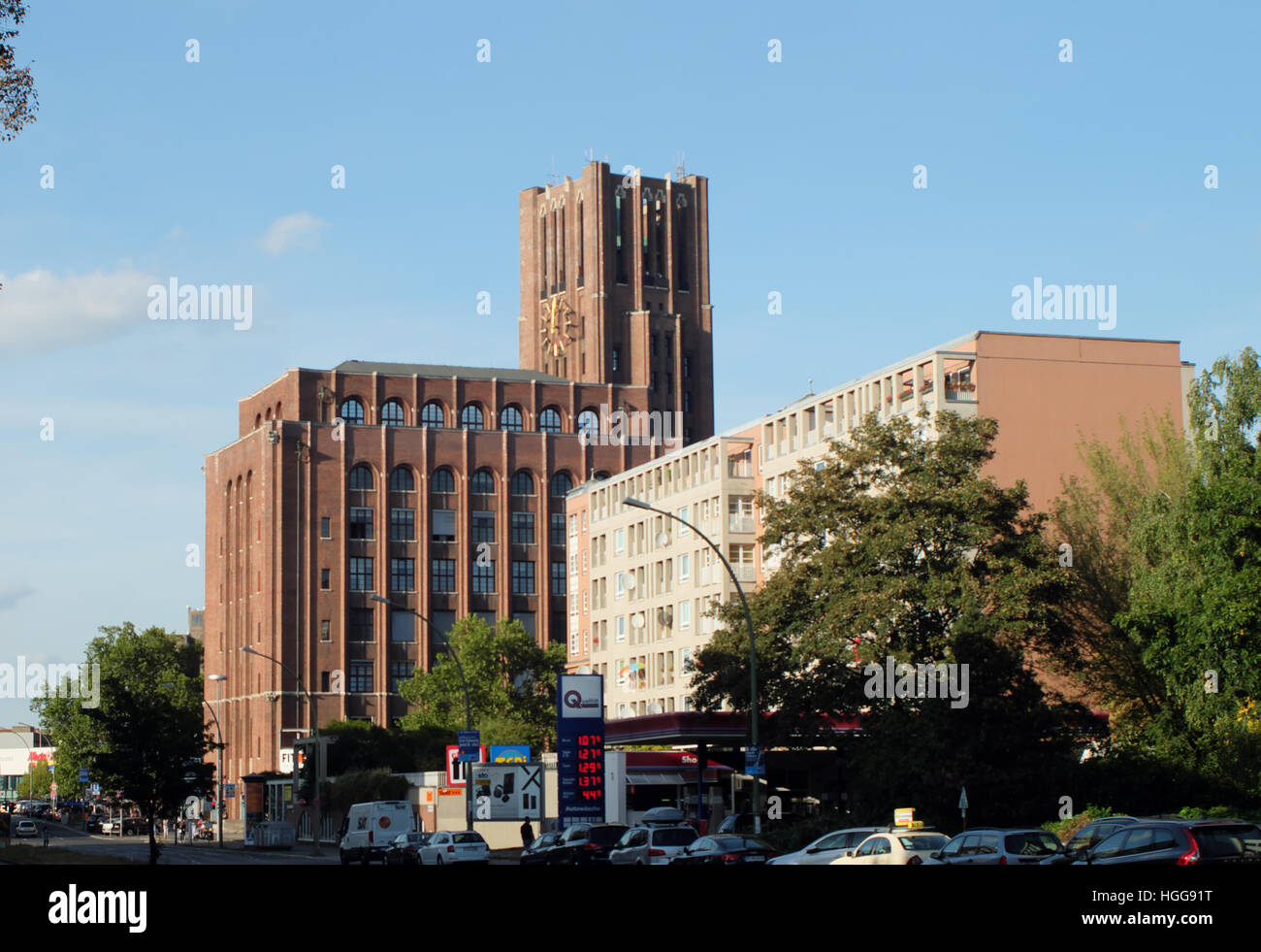 The Ullsteinhaus Tower from the south west, seen from MariendorferDamm. Stock Photo
