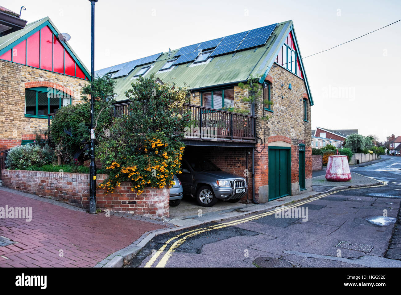 Burnham on Crouch,Essex. House with solar panels for green energy at