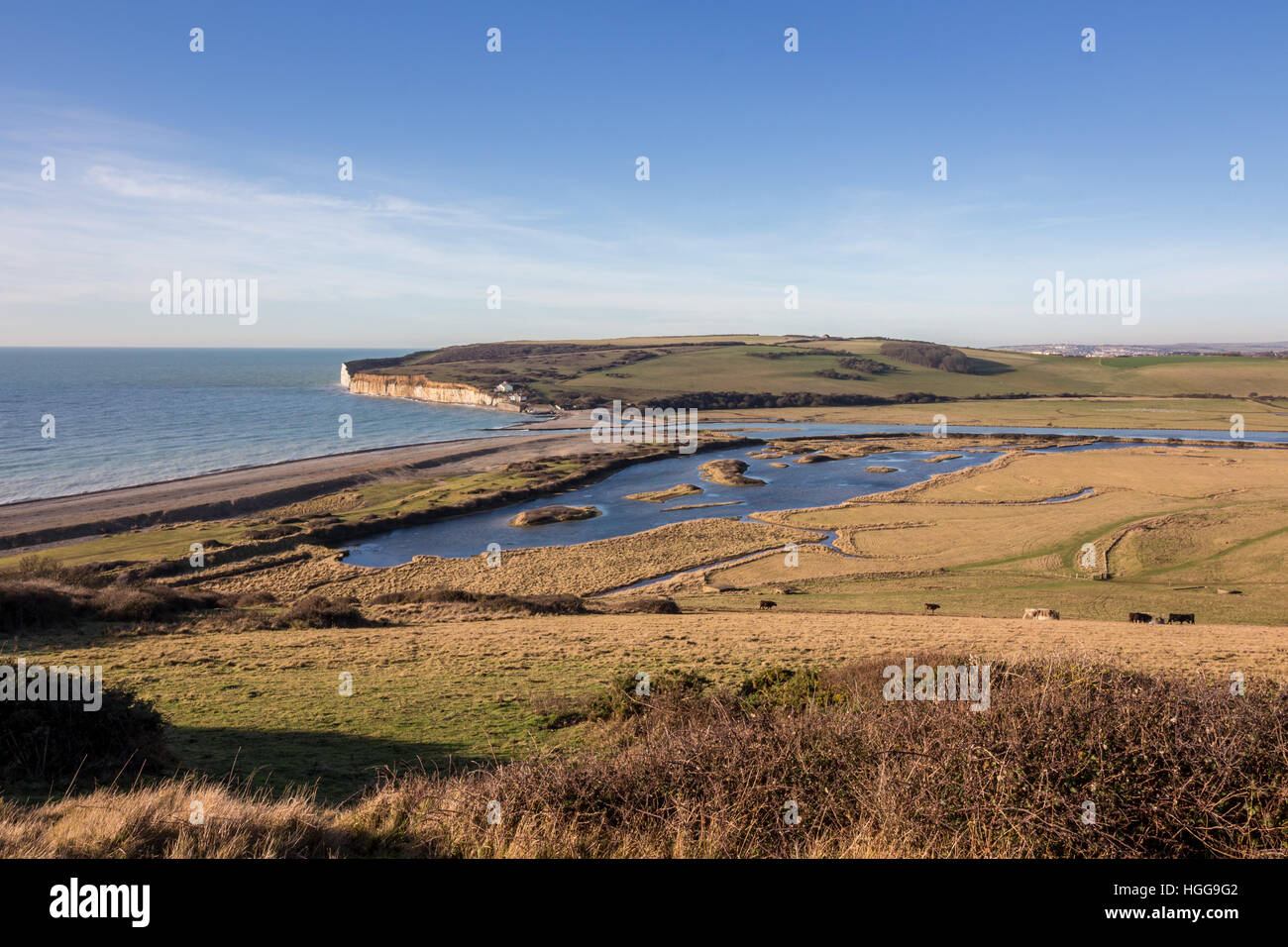 View over the Cuckmere Valley from the South Downs Way on the Seven ...