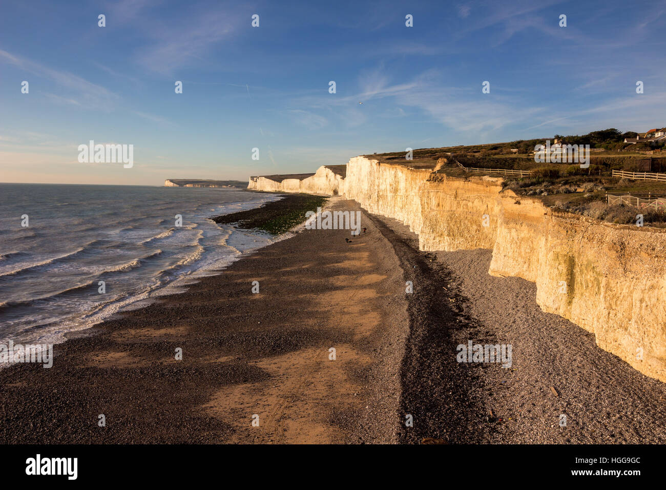 Coast line at Birling Gap on a winter afternoon, Seven Sisters Country Park. Stock Photo