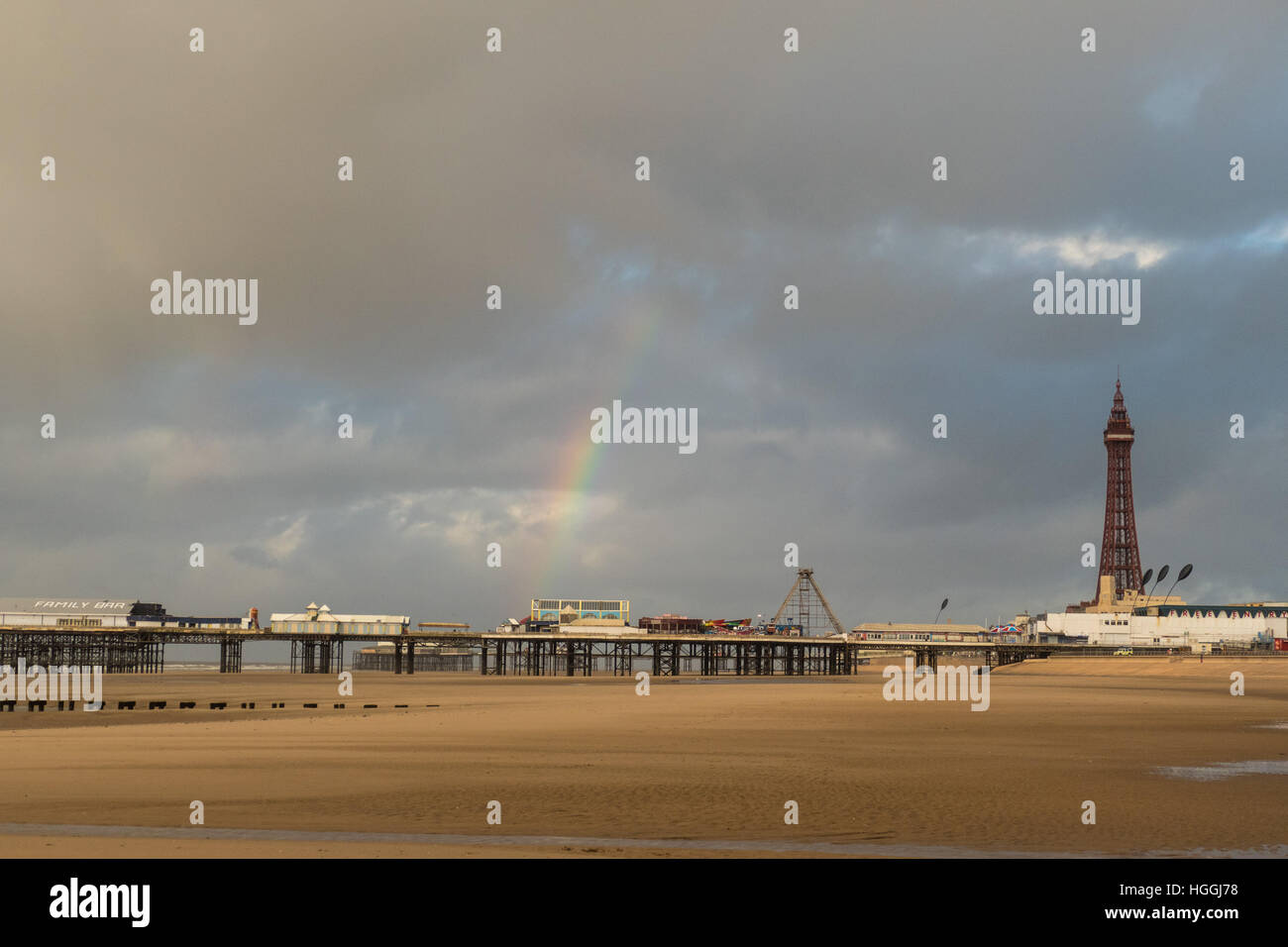 Blackpool, UK.9th January 2017.A day of showers,sunshine, breezy winds