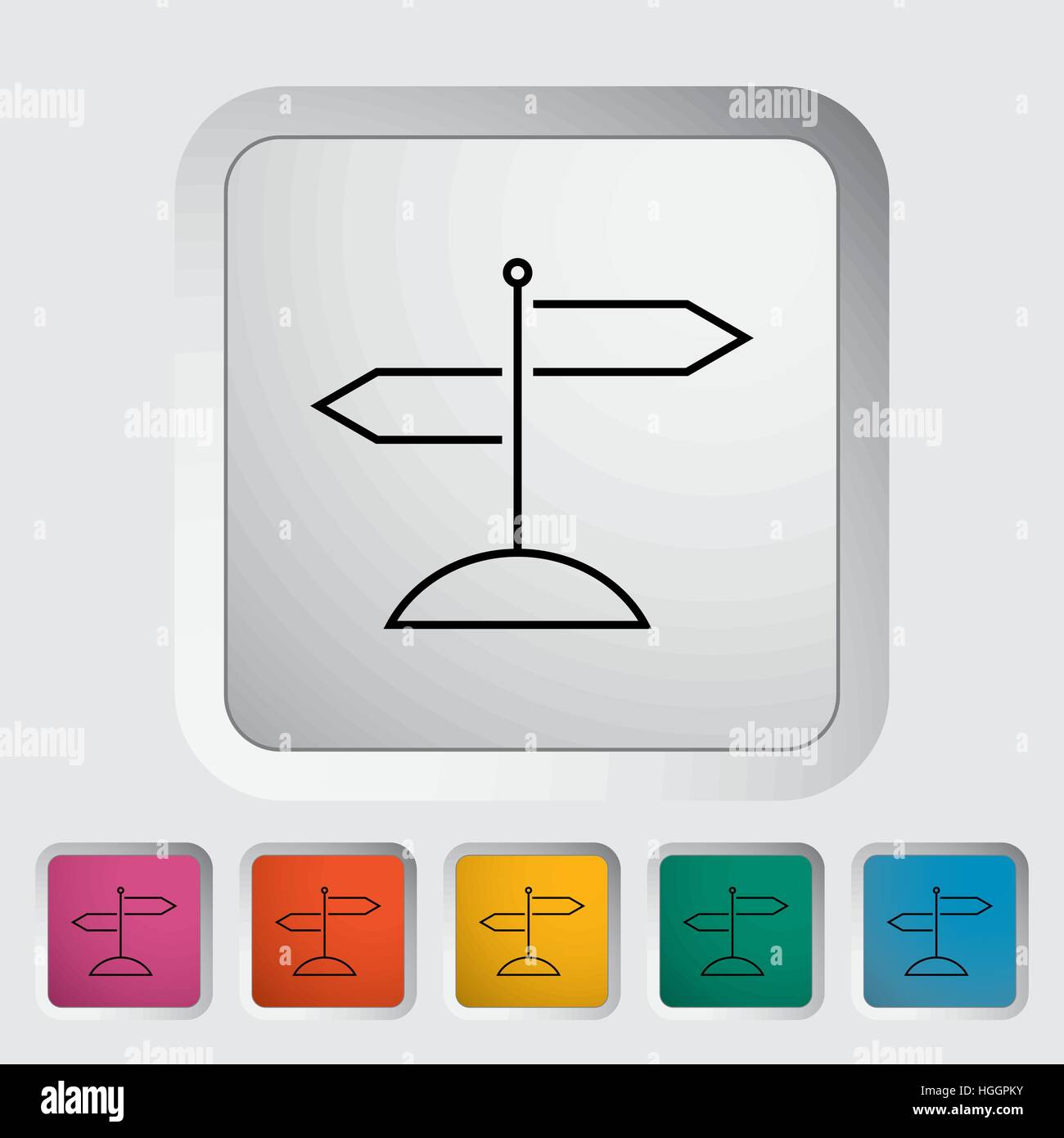 Signpost outline icon on the button. Vector illustration Stock Vector ...
