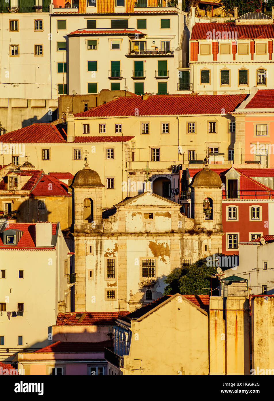 Portugal, Lisbon, View towards the Sao Cristovao and Sao Lourenco Church. Stock Photo