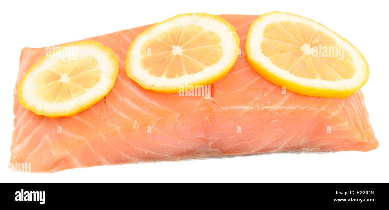 piece of red fish fillet isolated on white Stock Photo - Alamy