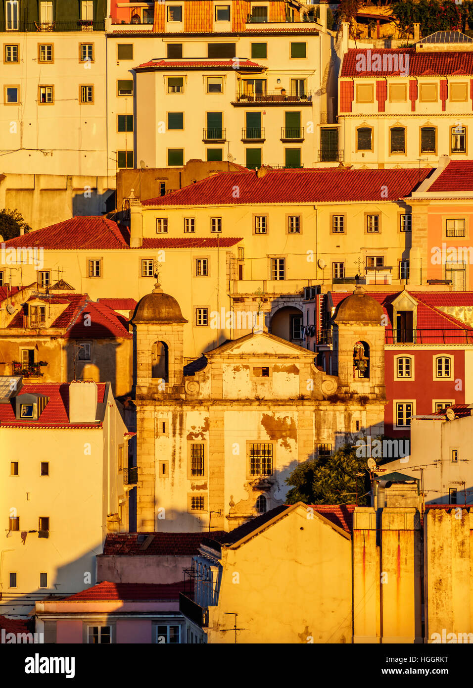 Portugal, Lisbon, View towards the Sao Cristovao and Sao Lourenco Church. Stock Photo