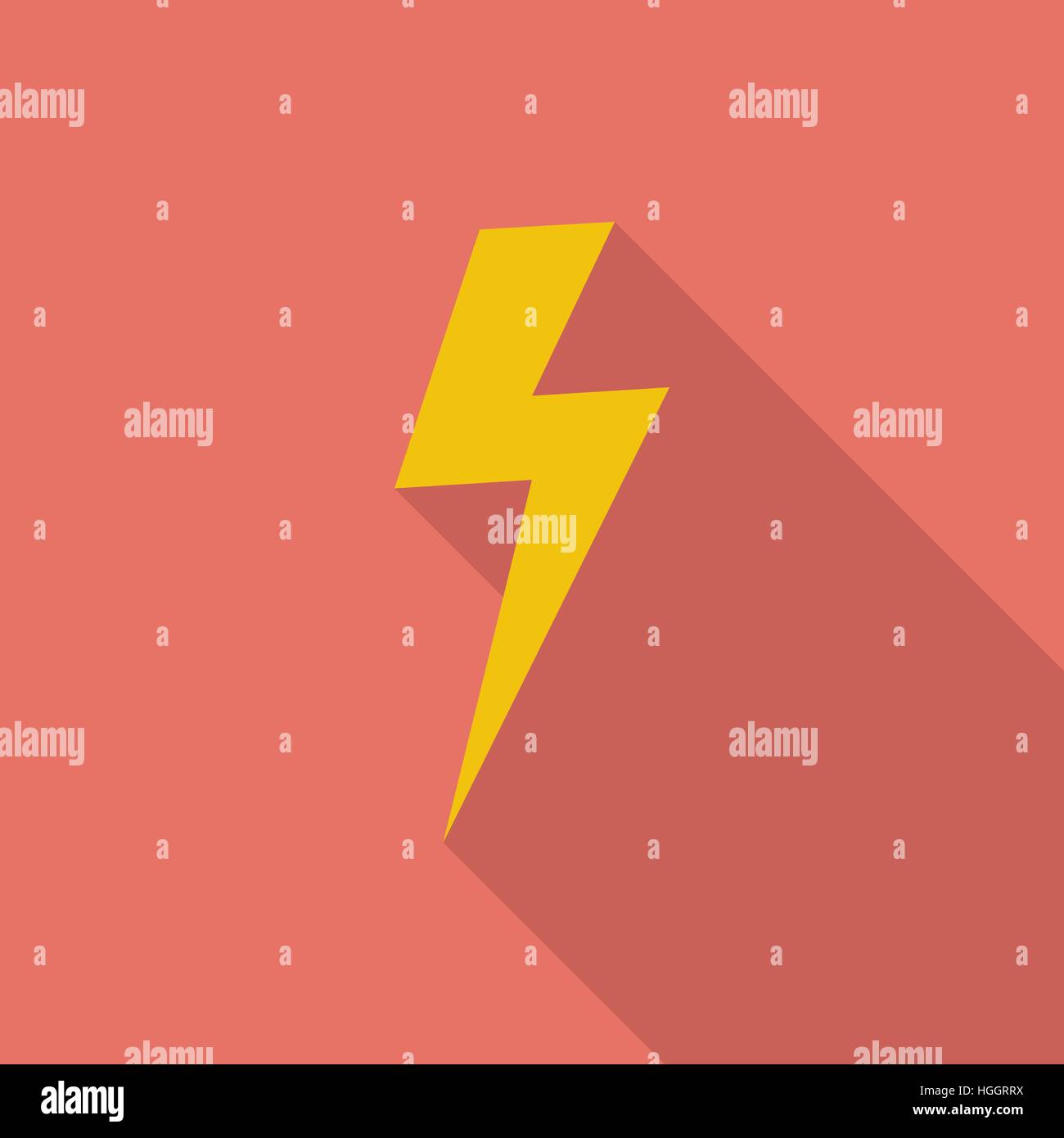 Lightning icon. Flat vector related icon with long shadow for web and ...