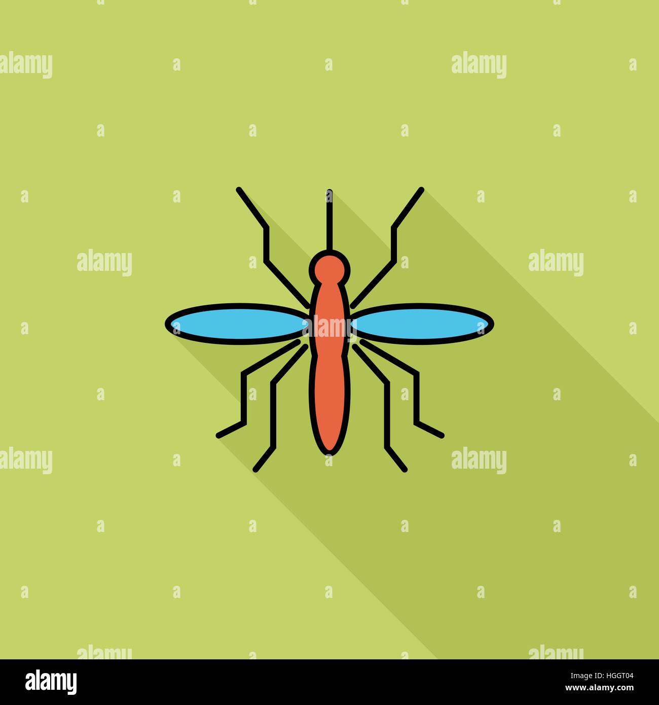 Mosquito icon. Flat vector related icon with long shadow for web and mobile applications. It can be used as - logo, pictogram, icon, infographic eleme Stock Vector