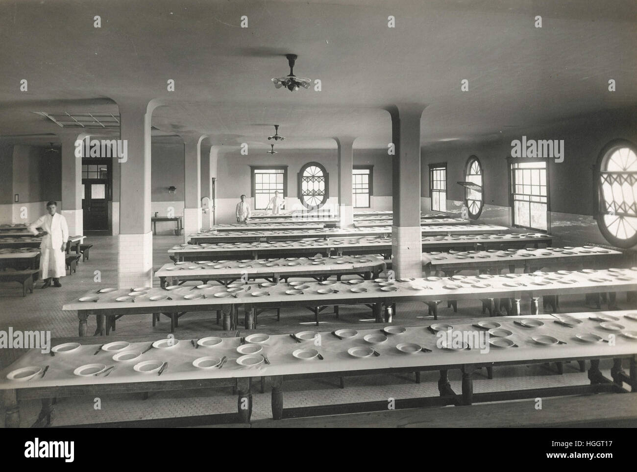 Dining hall on Ellis Island   - Ellis Island Immigration Station 1902-1913 Stock Photo