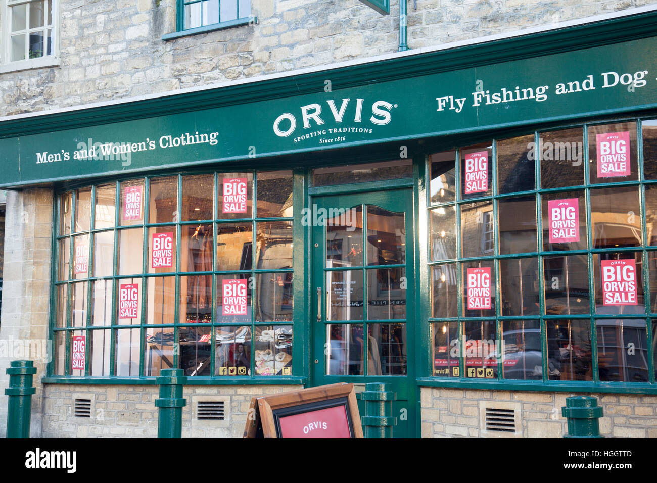 Orvis, mens and womens clothing store in Burford High street, Oxfordshire,England,UK Stock Photo
