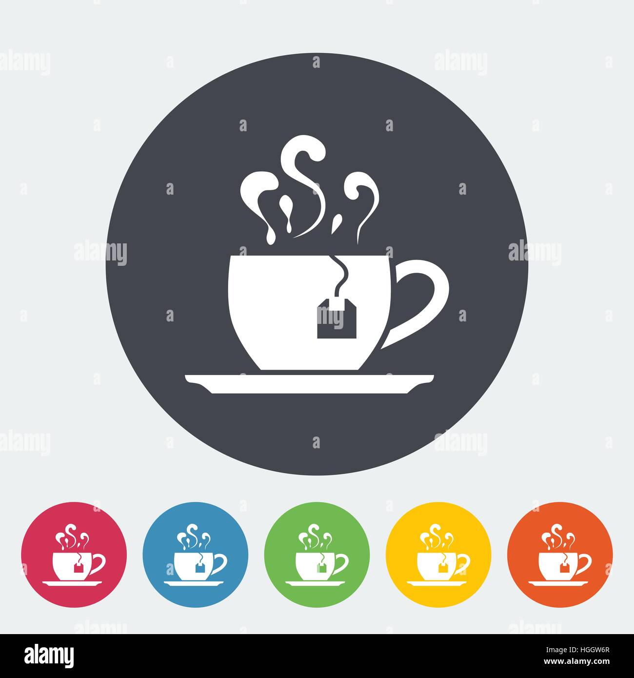 Tea. Single flat icon on the button. Vector illustration Stock Vector ...