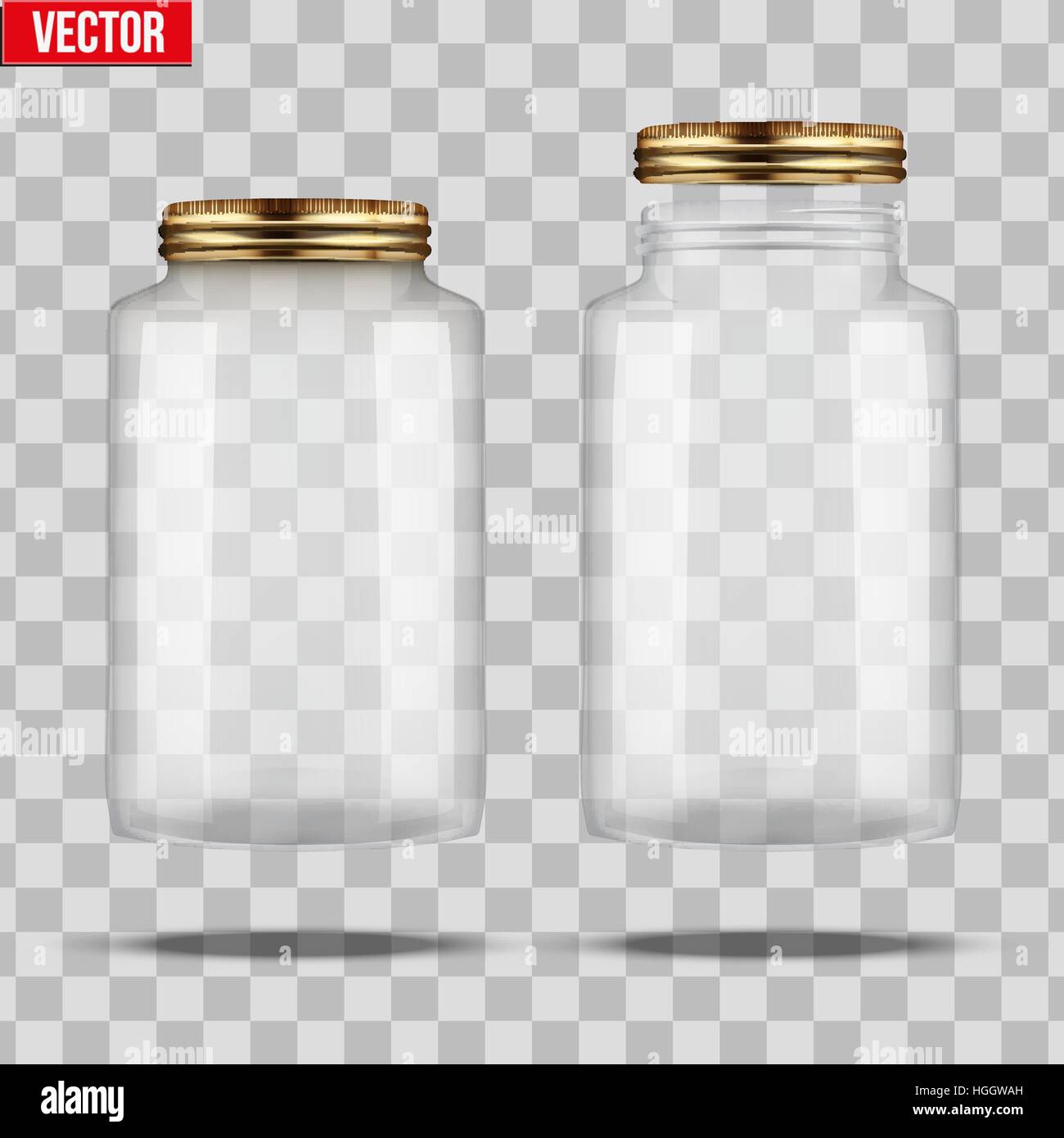 Set of Glass Jars for canning and preserving. Square shape with right