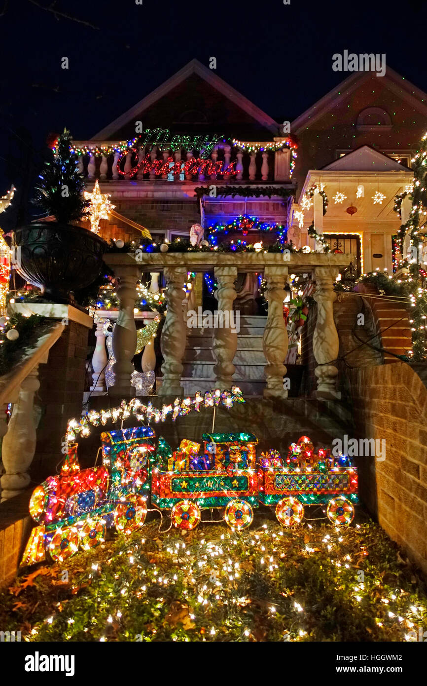 Christmas lights Brooklyn New York Stock Photo Alamy