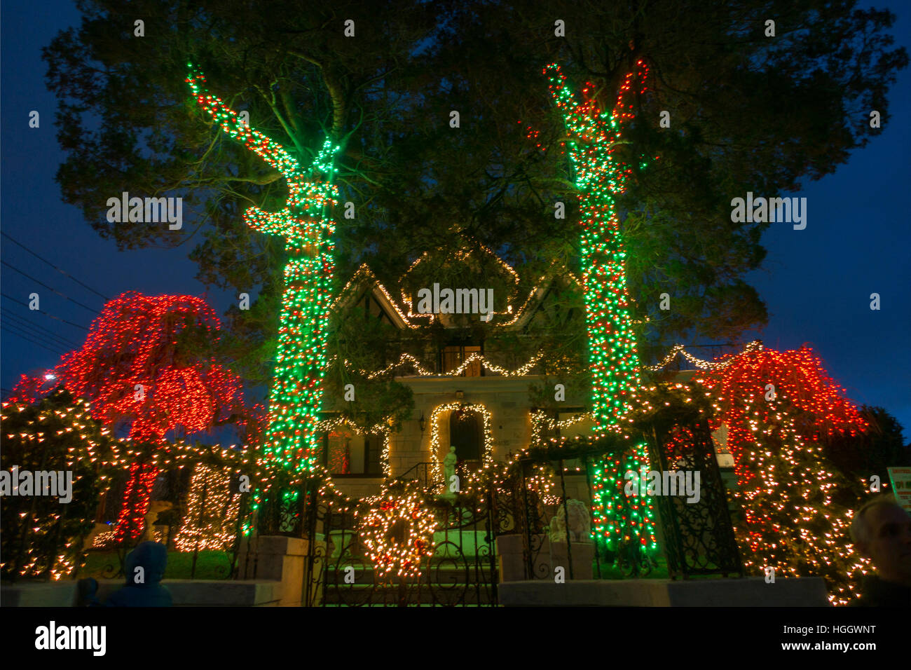 Christmas lights Brooklyn New York Stock Photo Alamy