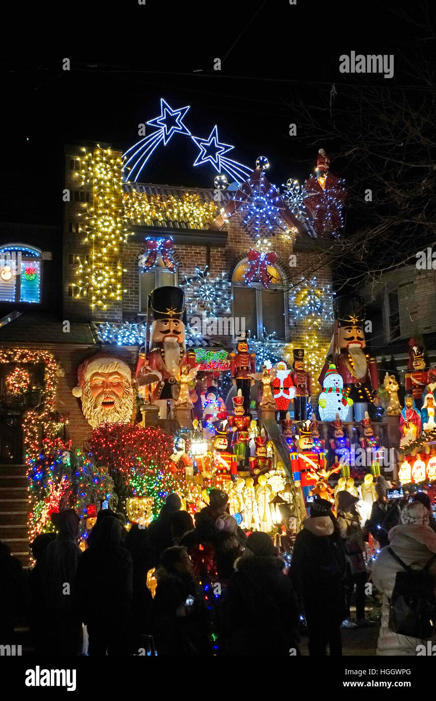 Christmas lights Brooklyn New York Stock Photo Alamy