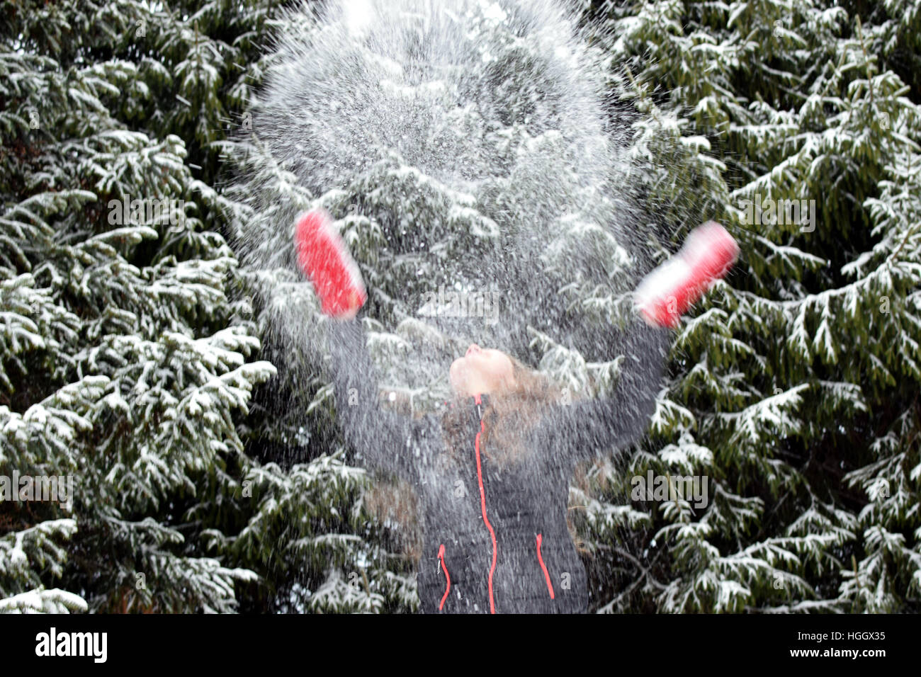 Young girl enjoying snowfall hires stock photography and images Alamy