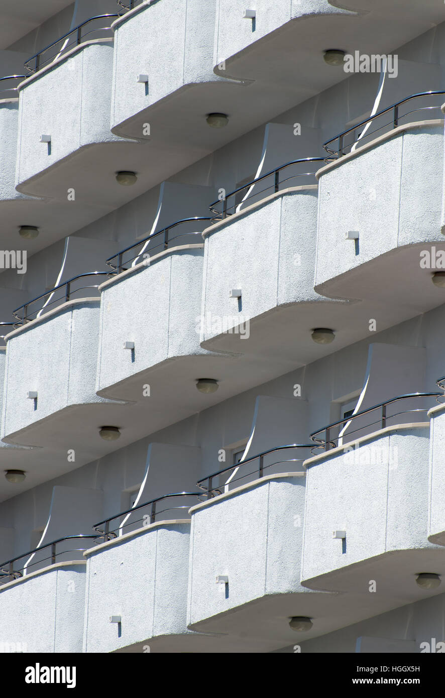 Exterior design. Many hotel balconies. Stock Photo