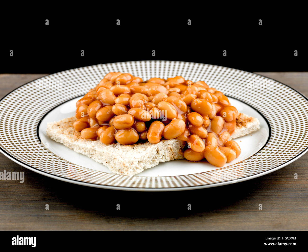 Breakfast or Snack of Baked Beans on Toast Stock Photo
