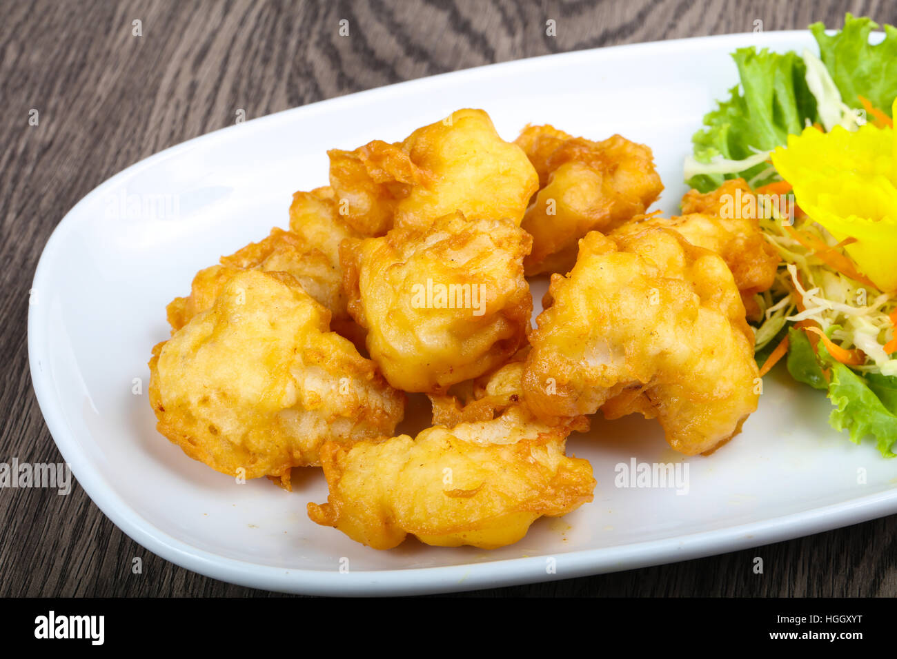 Squid tempura Asian style cuisine on wood background Stock Photo Alamy