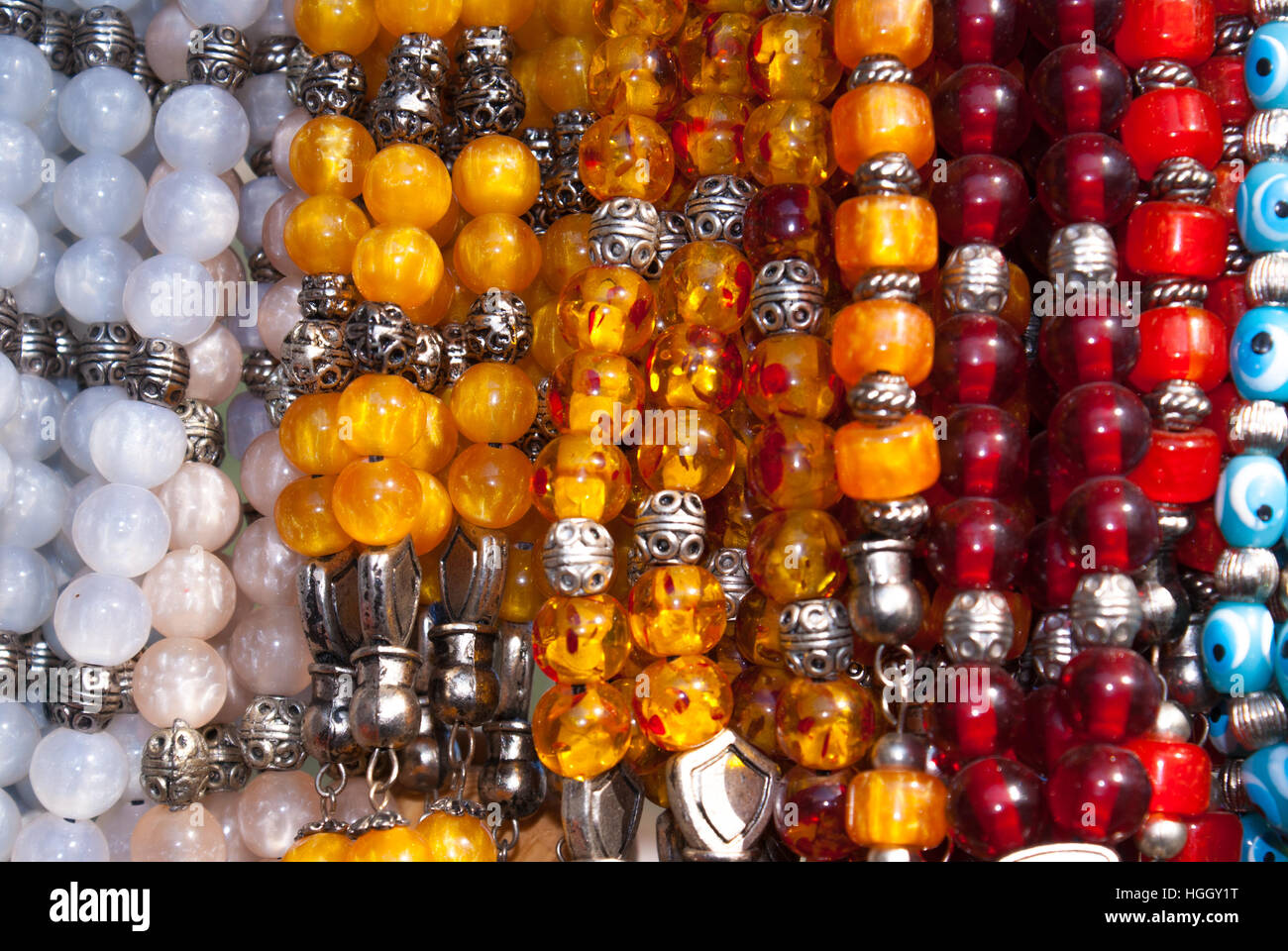 Traditional colorful rosaries Stock Photo
