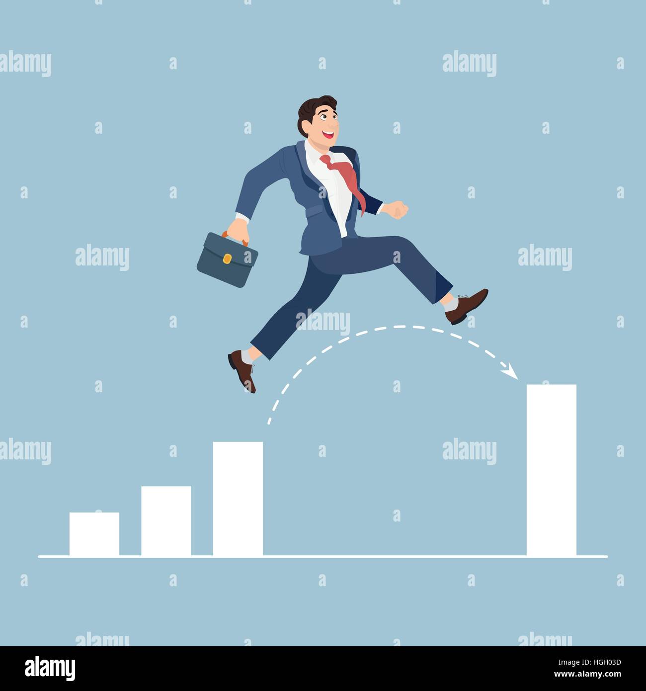 Businessman jump through the gap in growth chart Stock Vector Image ...
