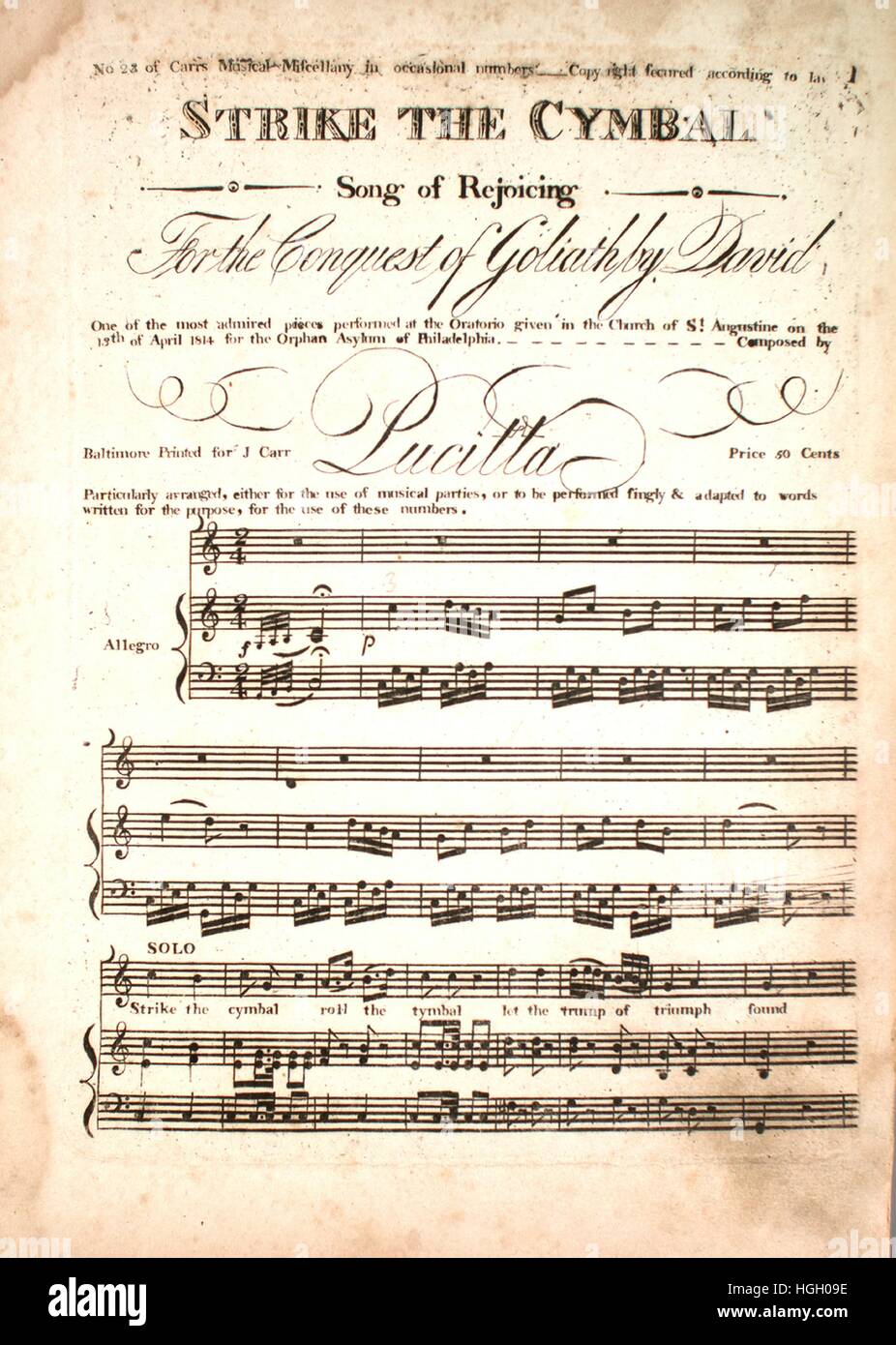 Sheet music cover image of the song 'Strike the Cymbal Song of