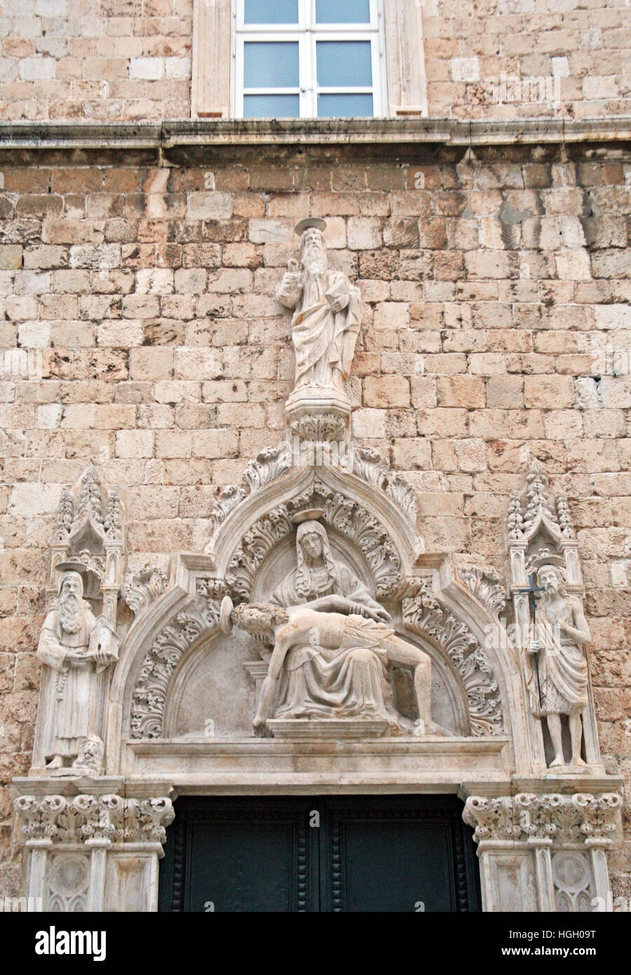 Pieta,sad Madonna,church portal in Dubrovnik,Croatia,Europe,2 Stock Photo