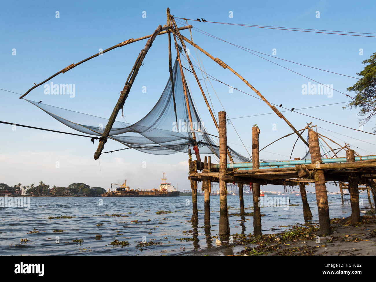Chinese fishing nets or cheena vala are a type of stationary lift net,  located in Fort Kochi in Cochin, India Stock Photo - Alamy