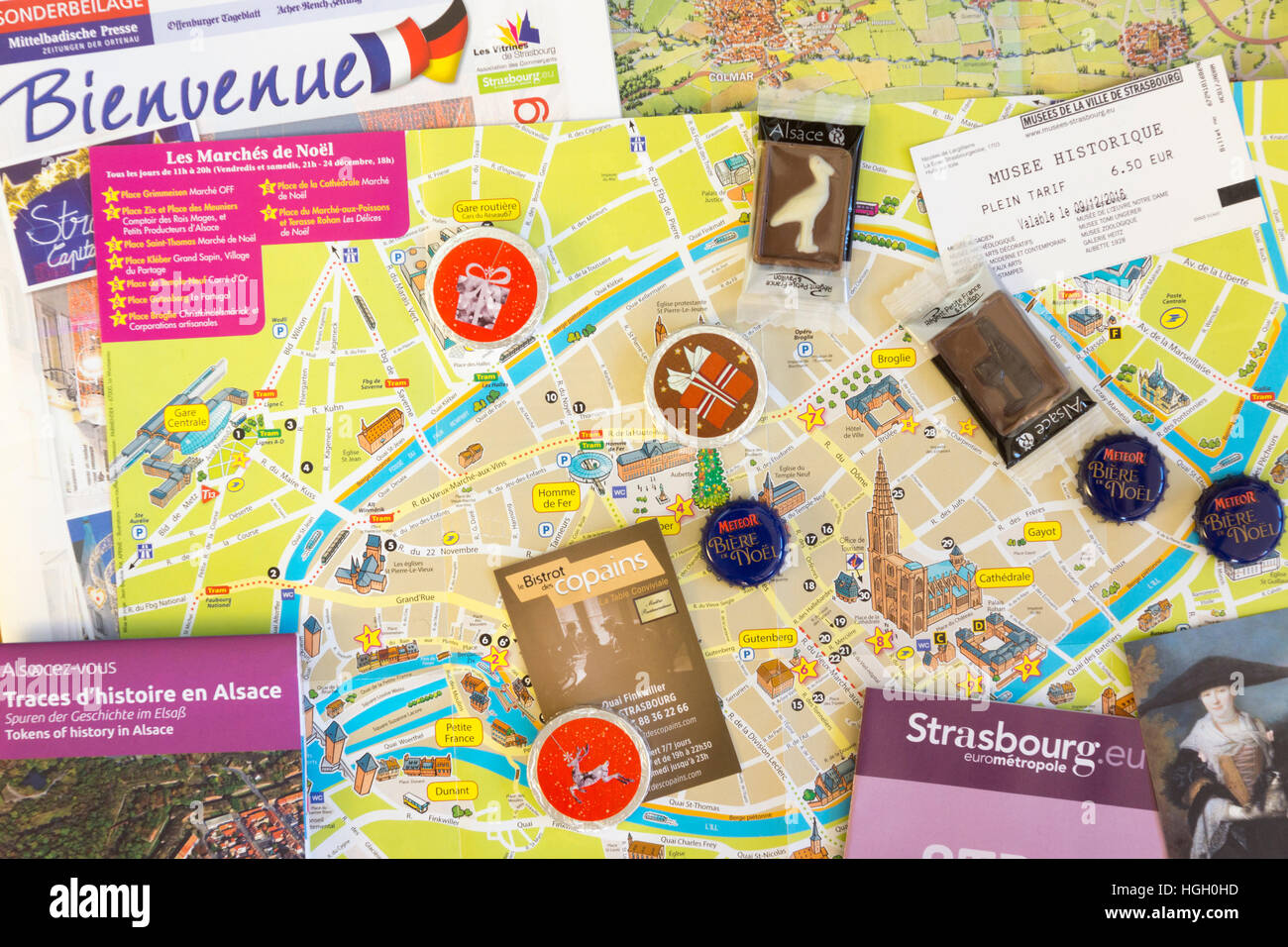 Souvenirs and tourist information from Strasbourg Stock Photo