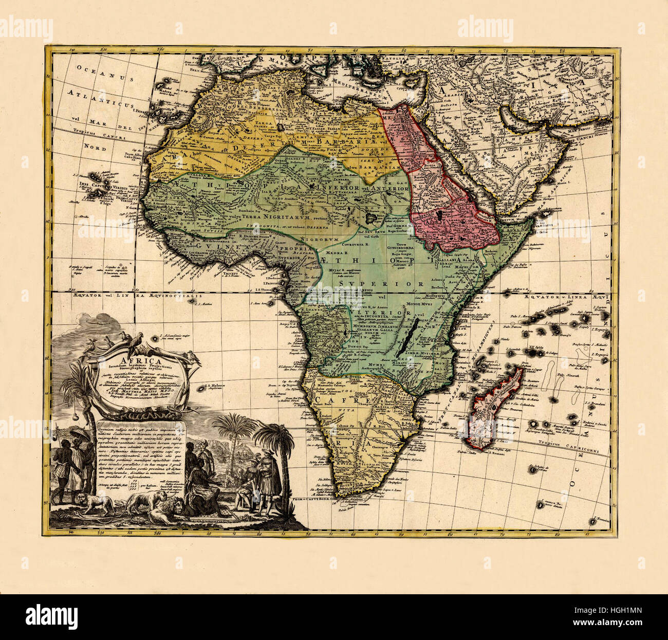 Map Of Africa 1752 Stock Photo